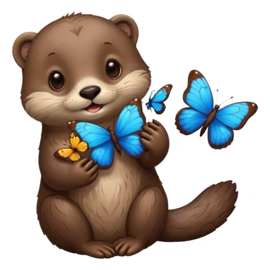 otter with butterflies and idea sticker