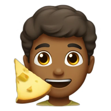 a brown boy eating a slice of potato  sticker