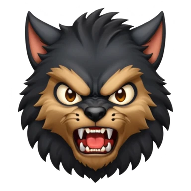 Create an emoji of Werewolf half bodied till waist sharp nails angry face black sticker