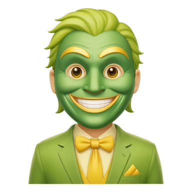 Green faced character with yellow suit and big smile from The Mask movie sticker