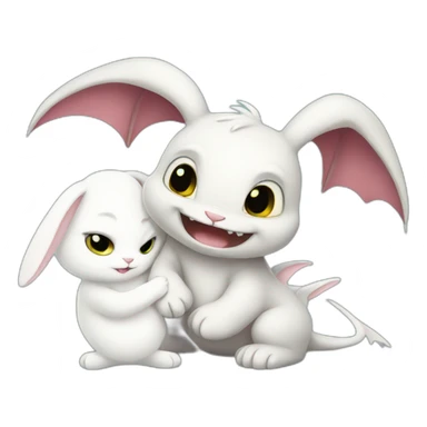Toothless the dragon hugging a white bunny sticker