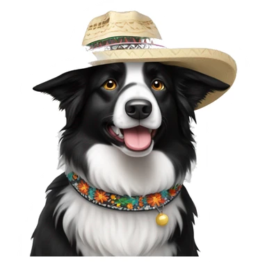 Black and white border collie with sombrero  sticker