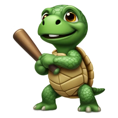Turtle with baseball bat sticker
