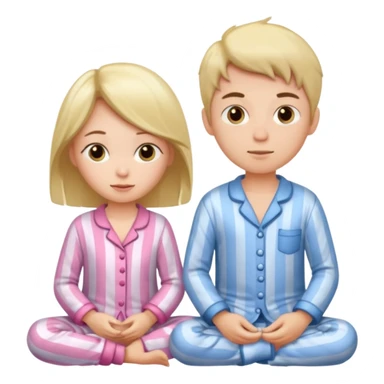 Boy and girl in pajamas  sticker