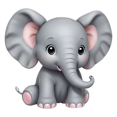 Cinematic Cute Baby Elephant Portrait Emoji, Head tilted playfully and inquisitively, featuring a velvety gray hide with oversized floppy ears and round, sparkling eyes filled with wonder, Simplified yet irresistibly adorable features, highly detailed, glowing with a warm, friendly glow, high shine, affectionate and spirited, stylized with a touch of playful charm, bright and endearing, soft glowing outline, capturing the essence of a mischievous yet loving baby elephant, so playful it feels like it could trundle out of the screen into your arms! sticker