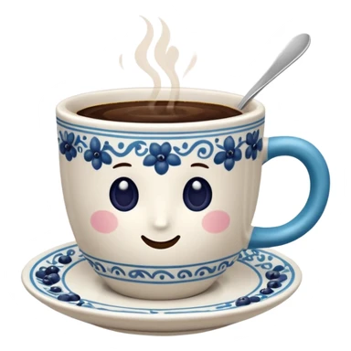 Slow brew coffee with blueberry design in a turkis white cup sticker