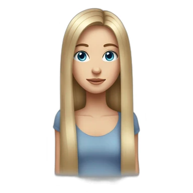 Girl, straight shoulder long straight hair, blue eyes  sticker