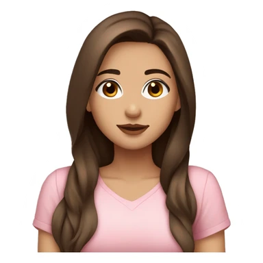 hispanic pretty girl with brown hair and light  pale skin in pink shirt coquette aesthetic  sticker