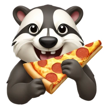 badger eating pizza smiling with thumbs up sticker