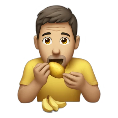 Man eating a potatto sticker