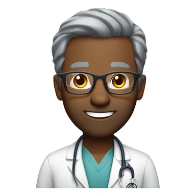 African-American man-doctor- short-gray-hair, faded haircut-glasses-five o’clock-shadow-short-gray-beard-smiling  sticker