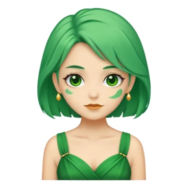 green dress old character, green hair. sticker