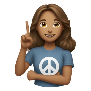 smiling girl with brown hair peace sign  sticker