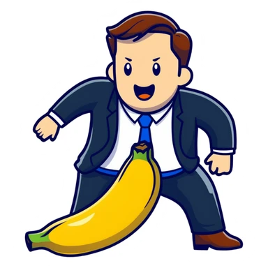 JD Vance slipping on a banana peel sticker