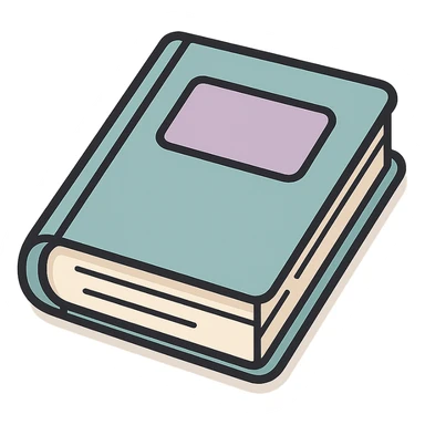 book in perspective (angled view), icon-color-outlined style, detailed shadows and highlights, thin clean contours, soft rounded shapes, pastel palette #98B5BC, #B5B3C1, #C9A3C9, #E4C0CA, #F7DCD1, #F7C0AA, modern Japanese pop art and sticker aesthetic, soft lighting, transparent background sticker