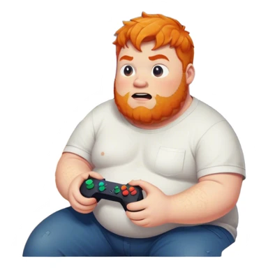 Fat Ginger guy playing video games  sticker