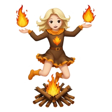 Девочка в костюме на Иван купала прыгает через костер  sticker