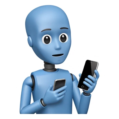 blue crash test dummy with phone sticker