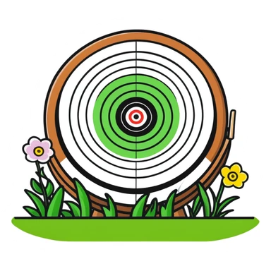 Archery target with green grass and spring flowers sticker