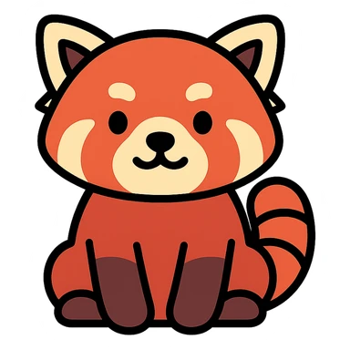 cute red panda icon with color outline sticker