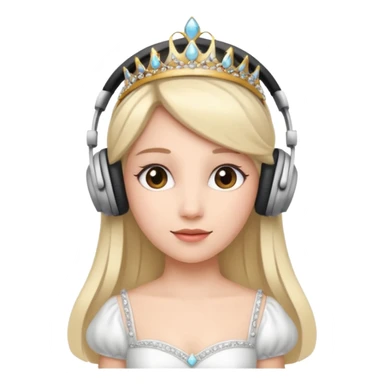 princess with headphones tiara and white dress sticker