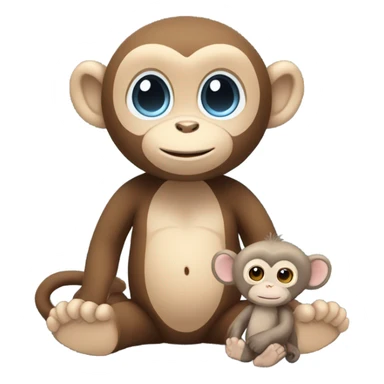 Light brown body, light blue eyes, baby monkey, jellycat stuffed animal sticker