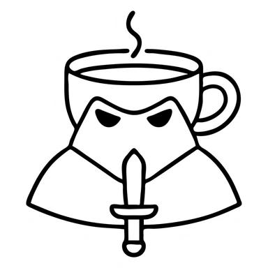 cappuccino assasino with a dramatic coffee cup sticker