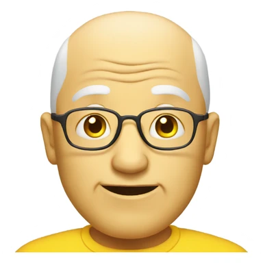bald old man in yellow sticker