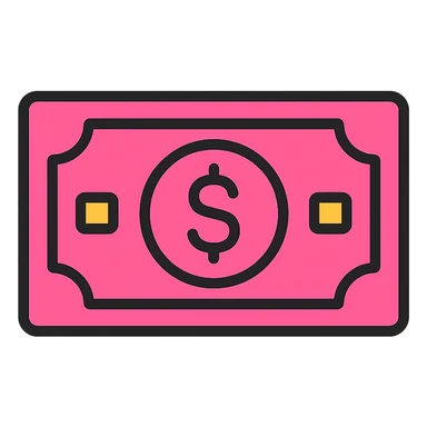 pink money icon, simple, clear, modern, no text sticker