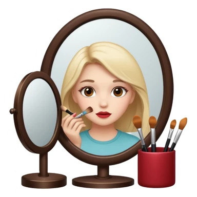 Girl doing makeup looking in a mirror sticker