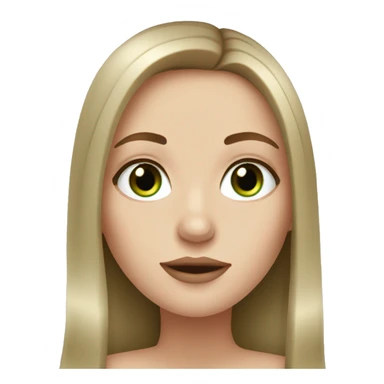 white girl with brown long hair, big green eyes, full lips sticker