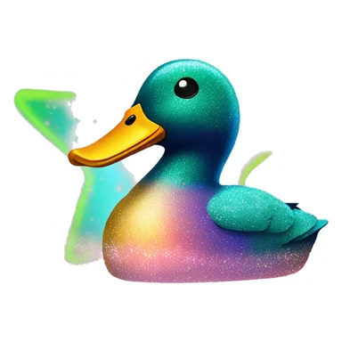 Kawaii neon star glitter mallard duck emoji    sticker