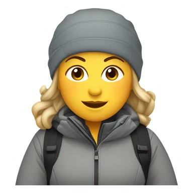 fat female skier with grey jacket and black pants sticker