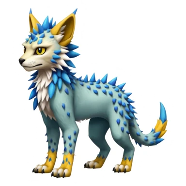 Colorful tropical edgy Lynx-Trico-Sergal-Wolf-Vernid-Fakémon-Pokémon-creature (full body) sticker