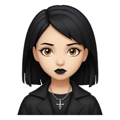 Goth girl black hair brown eyes cool lightbrown skin sticker