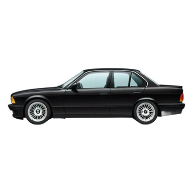 Bmw e32 black side view black interior v8 spoke wheels sticker