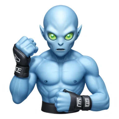 ice alien MMA fighter portrait, head and shoulders only, icy blue skin, frost aura, glowing cold eyes, combat gloves, 3D cartoon, mobile game icon style, clean background, no text, no watermark
 sticker