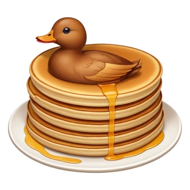 Beijing Peking Duck with crispy skin and pancakes, simplified emoji style with bold outlines and bright colors, cartoon style roasted duck sticker
