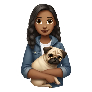 girl holding pug  sticker