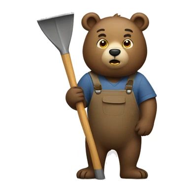 Bear with a shovel  sticker