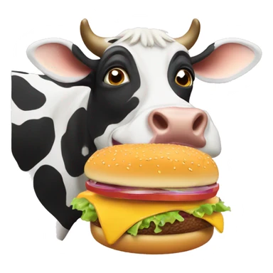 Cow eating a cheeseburger  sticker