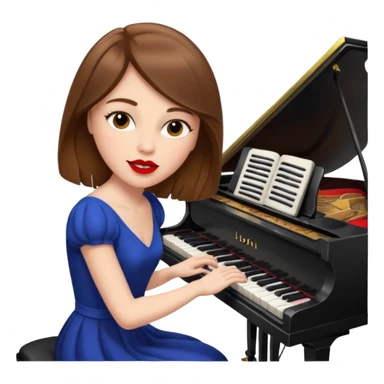 brownhaired white woman with red lips, playing piano sticker