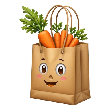 paper shopping bag with carrot. Transparent background sticker