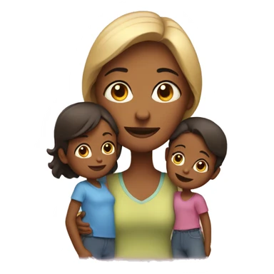 woman with 2 children sticker