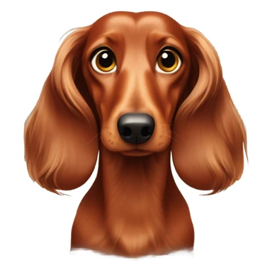 Long haired red dachshund looking in on viewer  sticker