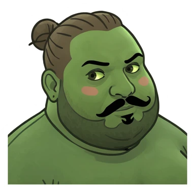Fat brown man with bun hair style and beard  sticker