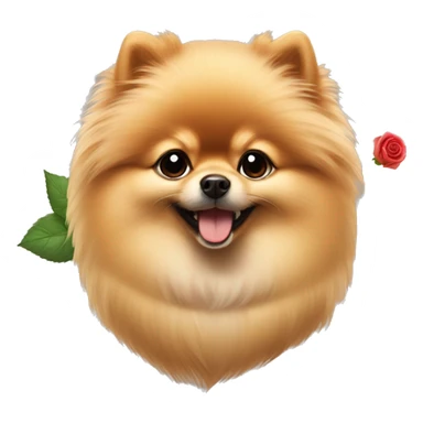 Pomeranian with a rose sticker