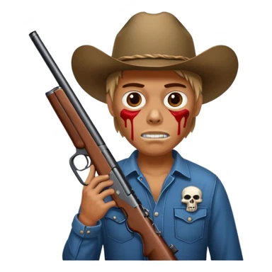 Country hick with a shotgun. From the chest to. In the style of your bleeding skull art sticker