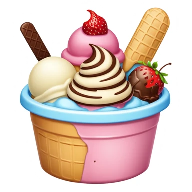 Very big ice cream in tub lots of scoops different flavours sticker