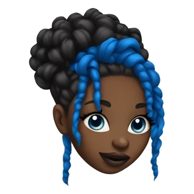 Black girl with blue locs and big lips and lashes sticker